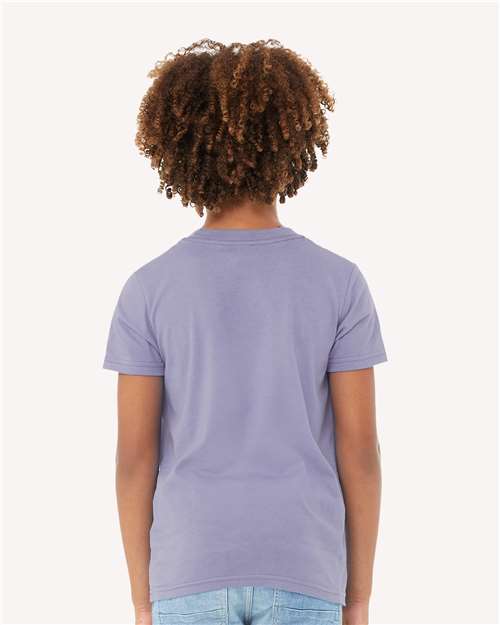Bella + Canvas 3001Y Youth Jersey Tee - Dark Lavender - model back
