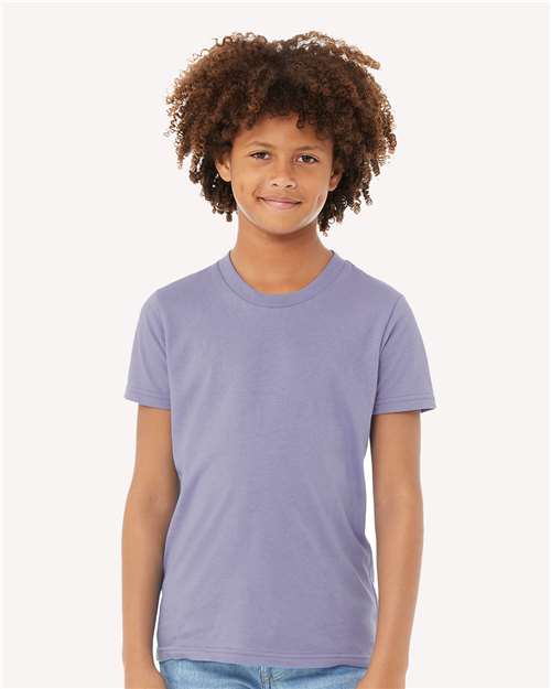 Bella + Canvas 3001Y Youth Jersey Tee - Dark Lavender - model front