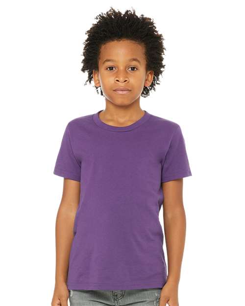 Bella + Canvas 3001Y Youth Jersey Tee - Royal Purple - model front