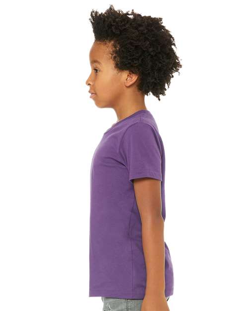 Bella + Canvas 3001Y Youth Jersey Tee - Royal Purple - model side