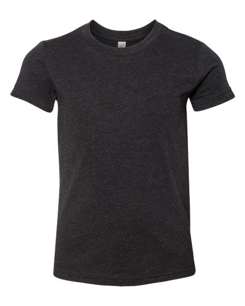 BELLA + CANVAS 3001YCVC Youth CVC Jersey Tee - Black Heather - front