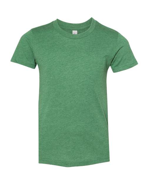 BELLA + CANVAS 3001YCVC Youth CVC Jersey Tee - Heather Grass Green - front