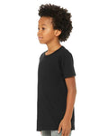 BELLA + CANVAS 3001YCVC Youth CVC Jersey Tee - Solid Black Blend - model side