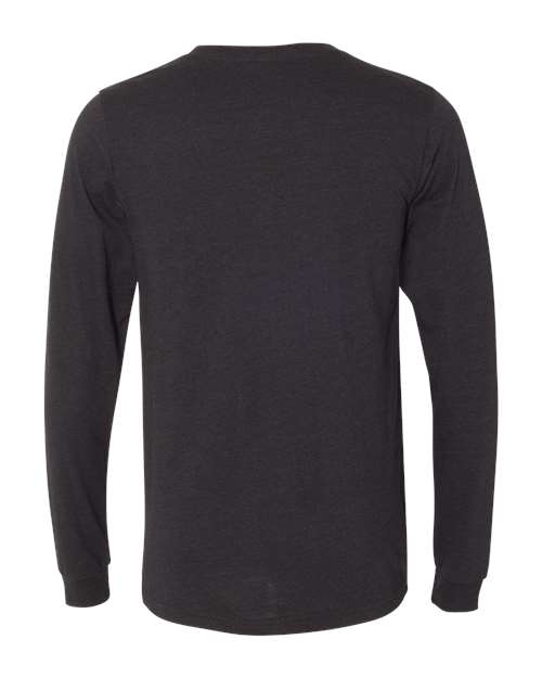 BELLA + CANVAS 3501CVC Heather CVC Long Sleeve Tee - Black Heather - back