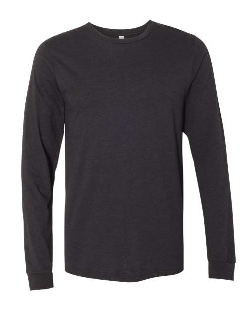 BELLA + CANVAS 3501CVC Heather CVC Long Sleeve Tee - Black Heather - front