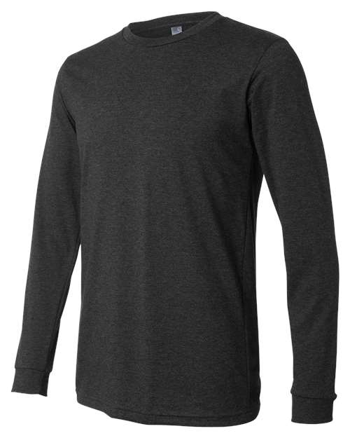 BELLA + CANVAS 3501CVC Heather CVC Long Sleeve Tee - Dark Grey Heather - side