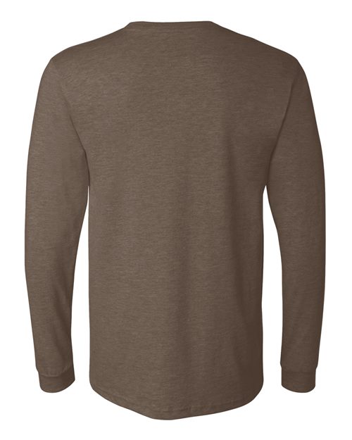 BELLA + CANVAS 3501CVC Heather CVC Long Sleeve Tee - Heather Brown - back