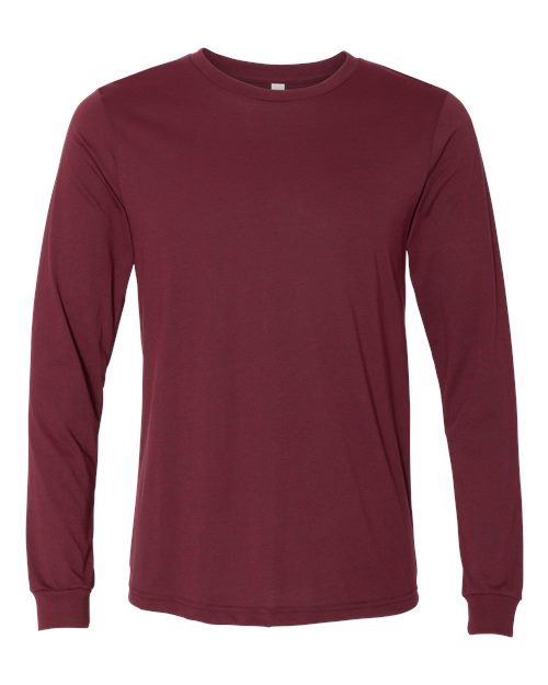 BELLA + CANVAS 3501CVC Heather CVC Long Sleeve Tee - Heather Cardinal - front