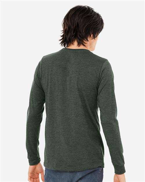 BELLA + CANVAS 3501CVC Heather CVC Long Sleeve Tee - Heather Forest - model back