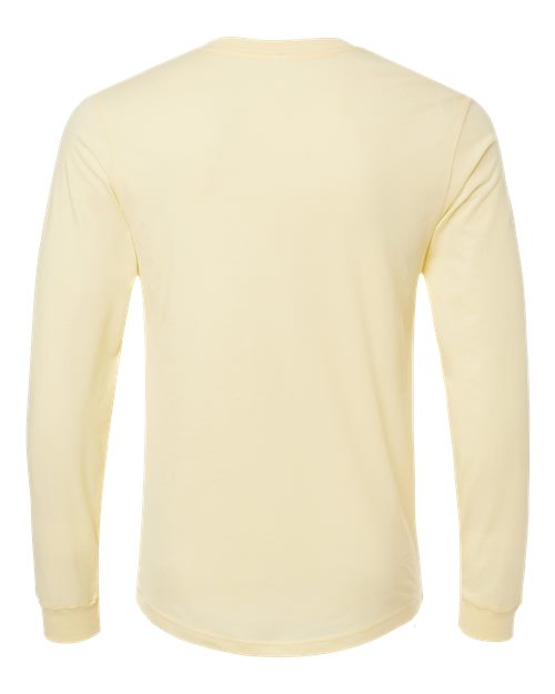 BELLA + CANVAS 3501CVC Heather CVC Long Sleeve Tee - Heather French Vanilla - back
