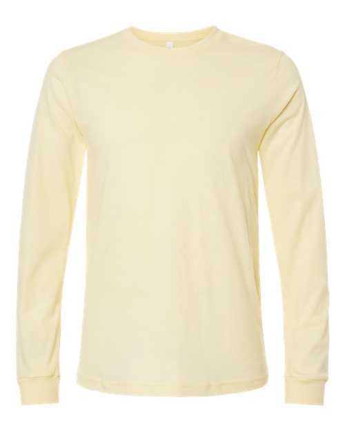 BELLA + CANVAS 3501CVC Heather CVC Long Sleeve Tee - Heather French Vanilla - front