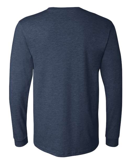 BELLA + CANVAS 3501CVC Heather CVC Long Sleeve Tee - Heather Navy - back