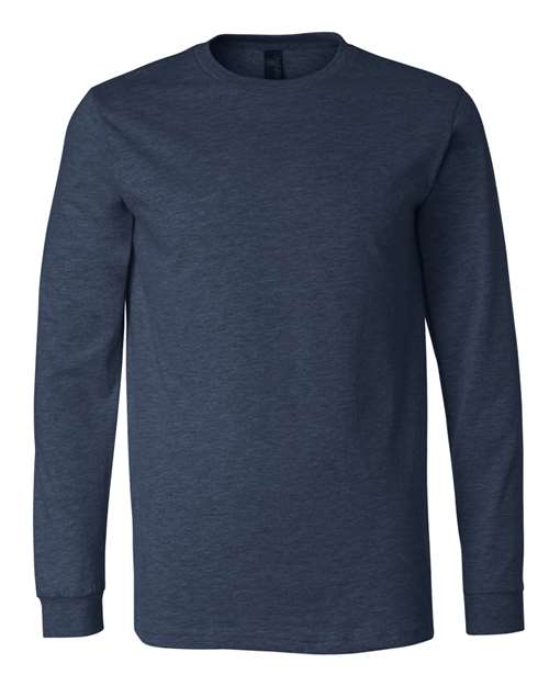 BELLA + CANVAS 3501CVC Heather CVC Long Sleeve Tee - Heather Navy - front