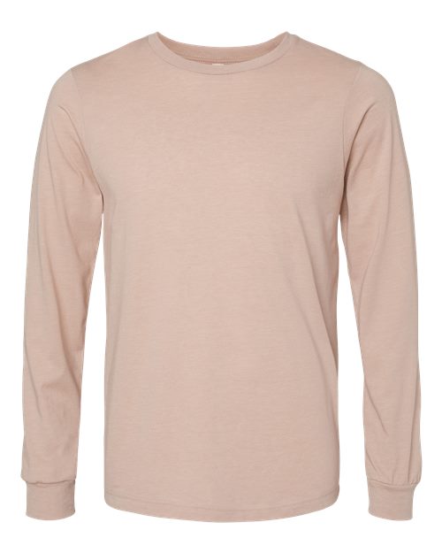 BELLA + CANVAS 3501CVC Heather CVC Long Sleeve Tee - Heather Pink Gravel - front