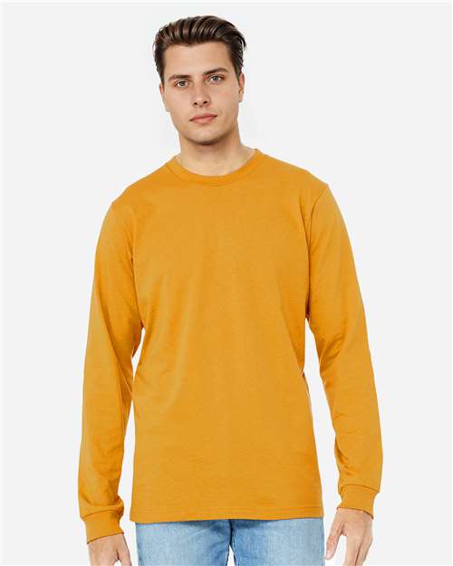 Bella+Canvas 3501 Unisex Jersey Long Sleeve Tee - Mustard - model front