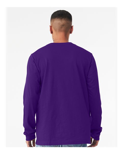 Bella+Canvas 3501 Unisex Jersey Long Sleeve Tee - Team Purple - model back