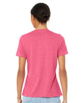 BELLA + CANVAS 6413 Women’s Relaxed Fit Triblend Tee - Charity Pink Triblend - model back