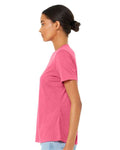 BELLA + CANVAS 6413 Women’s Relaxed Fit Triblend Tee - Charity Pink Triblend - model side