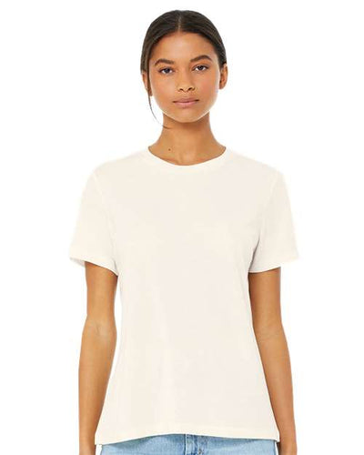 BELLA + CANVAS 6413 Women’s Relaxed Fit Triblend Tee - Solid Natural Triblend - model front