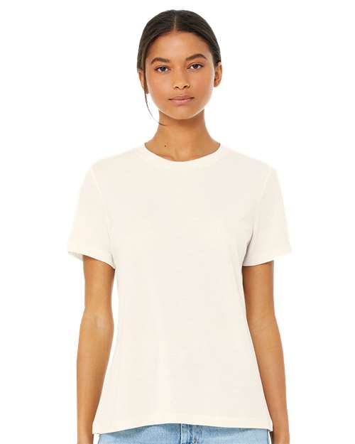 BELLA + CANVAS 6413 Women’s Relaxed Fit Triblend Tee - Solid Natural Triblend - model front