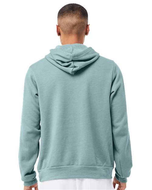 Bella+Canvas 3719 Unisex Sponge Fleece Pullover Hoodie - Heather Blue Lagoon - model back