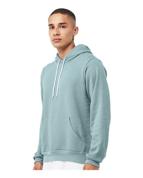 Bella+Canvas 3719 Unisex Sponge Fleece Pullover Hoodie - Heather Blue Lagoon - model side
