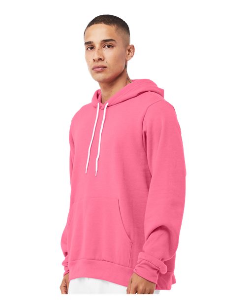 Bella+Canvas 3719 Unisex Sponge Fleece Pullover Hoodie - Heather Charity Pink - model side