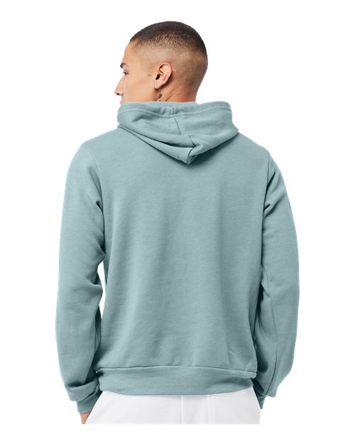 BELLA + CANVAS 3729 Unisex Sponge Fleece Drop Shoulder Hoodie Sweatshirt - Heather Blue Lagoon - model back