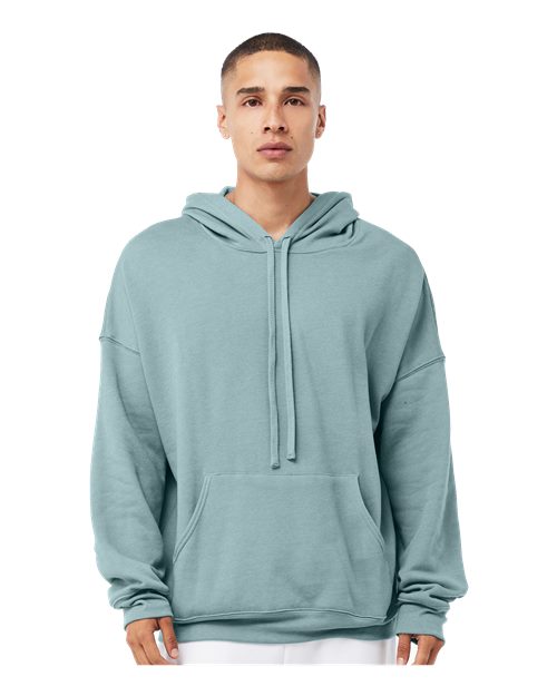 BELLA + CANVAS 3729 Unisex Sponge Fleece Drop Shoulder Hoodie Sweatshirt - Heather Blue Lagoon - model front