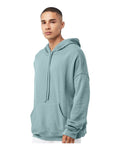 BELLA + CANVAS 3729 Unisex Sponge Fleece Drop Shoulder Hoodie Sweatshirt - Heather Blue Lagoon - model side