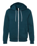 Bella + Canvas 3739 Sponge Fleece Full-Zip Hoodie Sweatshirt - Atlantic - flat front