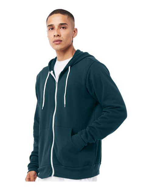 Bella + Canvas 3739 Sponge Fleece Full-Zip Hoodie Sweatshirt - Atlantic - model side