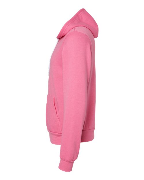 Bella + Canvas 3739 Sponge Fleece Full-Zip Hoodie Sweatshirt - Heather Charity Pink - side