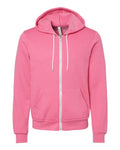 Bella + Canvas 3739 Sponge Fleece Full-Zip Hoodie Sweatshirt - Heather Charity Pink - flat front