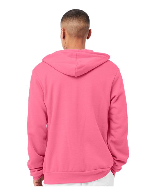 Bella + Canvas 3739 Sponge Fleece Full-Zip Hoodie Sweatshirt - Heather Charity Pink - model back