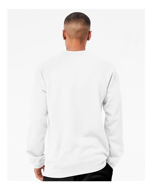 BELLA + CANVAS 3901 Unisex Sponge Fleece Raglan Crewneck Sweatshirt - White - model back
