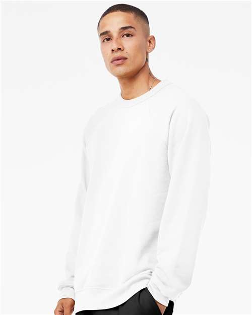BELLA + CANVAS 3901 Unisex Sponge Fleece Raglan Crewneck Sweatshirt - White - model side