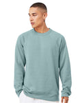 BELLA + CANVAS 3901 Unisex Sponge Fleece Raglan Crewneck Sweatshirt - Heather Blue Lagoon - model front