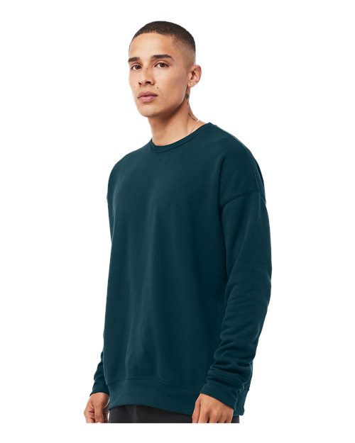 Bella + Canvas 3945 Sponge Fleece Drop Shoulder Crewneck Sweatshirt - Atlantic - model side
