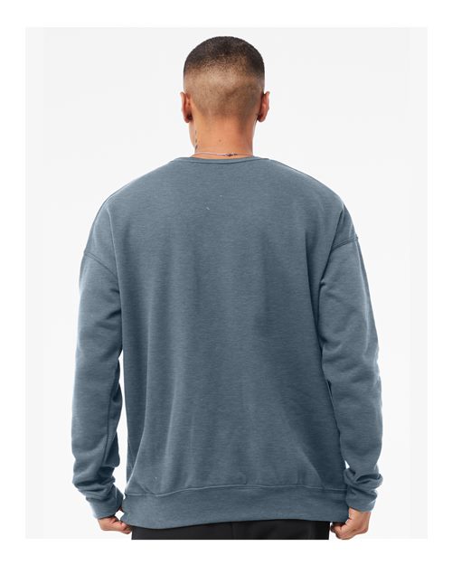 Bella + Canvas 3945 Sponge Fleece Drop Shoulder Crewneck Sweatshirt - Heather Slate - model back