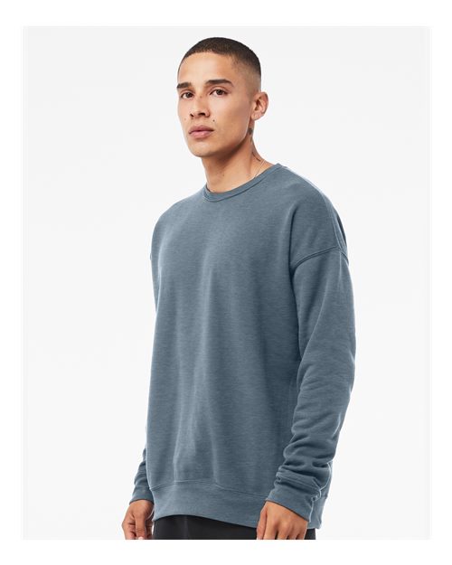 Bella + Canvas 3945 Sponge Fleece Drop Shoulder Crewneck Sweatshirt - Heather Slate - model side