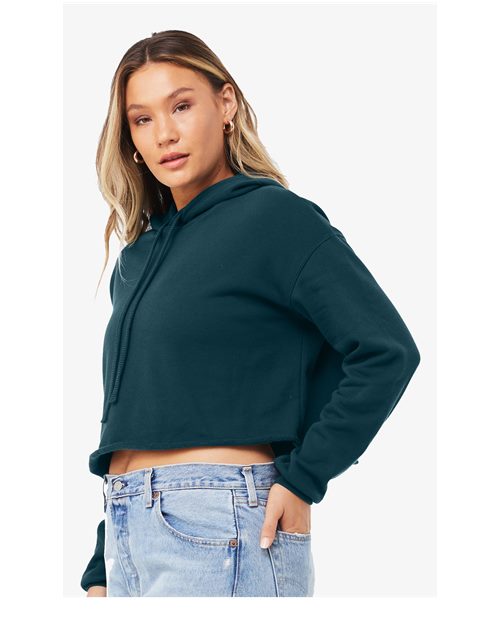 BELLA + CANVAS 7502 Women's Crop Hoodie Sweatshirt - Atlantic - model side