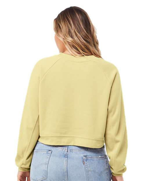BELLA + CANVAS 7505 Women's Crop Raglan Crewneck Sweatshirt - French Vanilla - model back