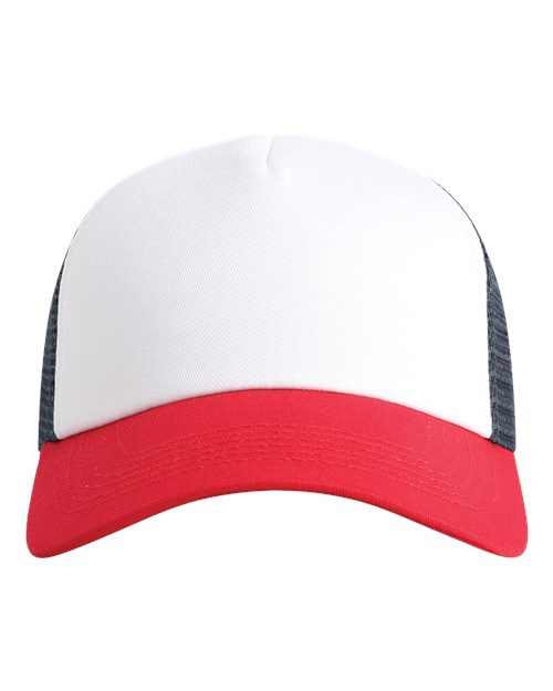 Imperial 1287 North Country Trucker Cap - White/ Red/ Dark Navy - front