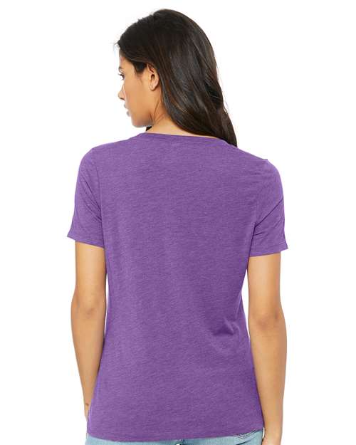 BELLA + CANVAS 6415 Women's Relaxed Triblend V-Neck Tee - Purple Triblend - model back