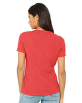 BELLA + CANVAS 6415 Women's Relaxed Triblend V-Neck Tee - Red Triblend - model back