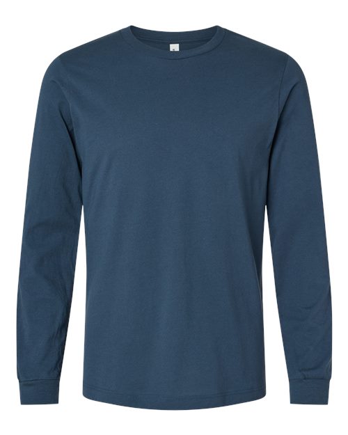 Bella+Canvas 3501 Unisex Jersey Long Sleeve Tee - Vintage Navy - flat front