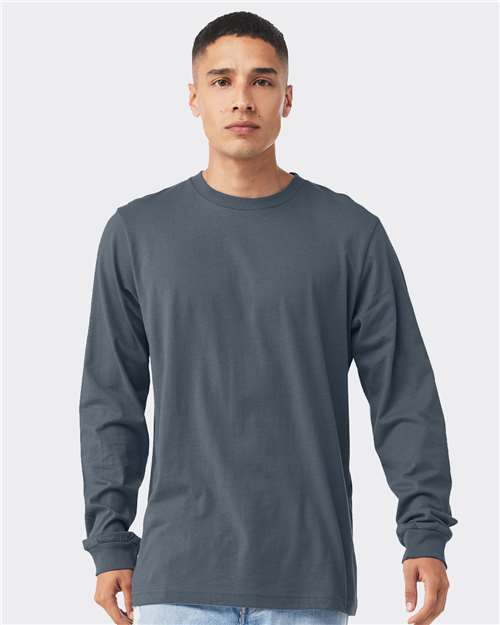 Bella+Canvas 3501 Unisex Jersey Long Sleeve Tee - Vintage Navy - model front
