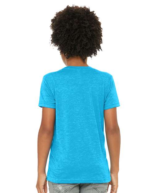 BELLA + CANVAS 3001YCVC Youth CVC Jersey Tee - Neon Blue - model back