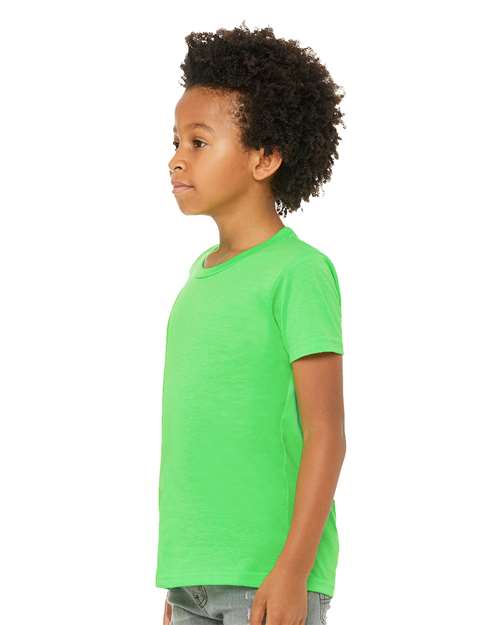 BELLA + CANVAS 3001YCVC Youth CVC Jersey Tee - Neon Green - model side